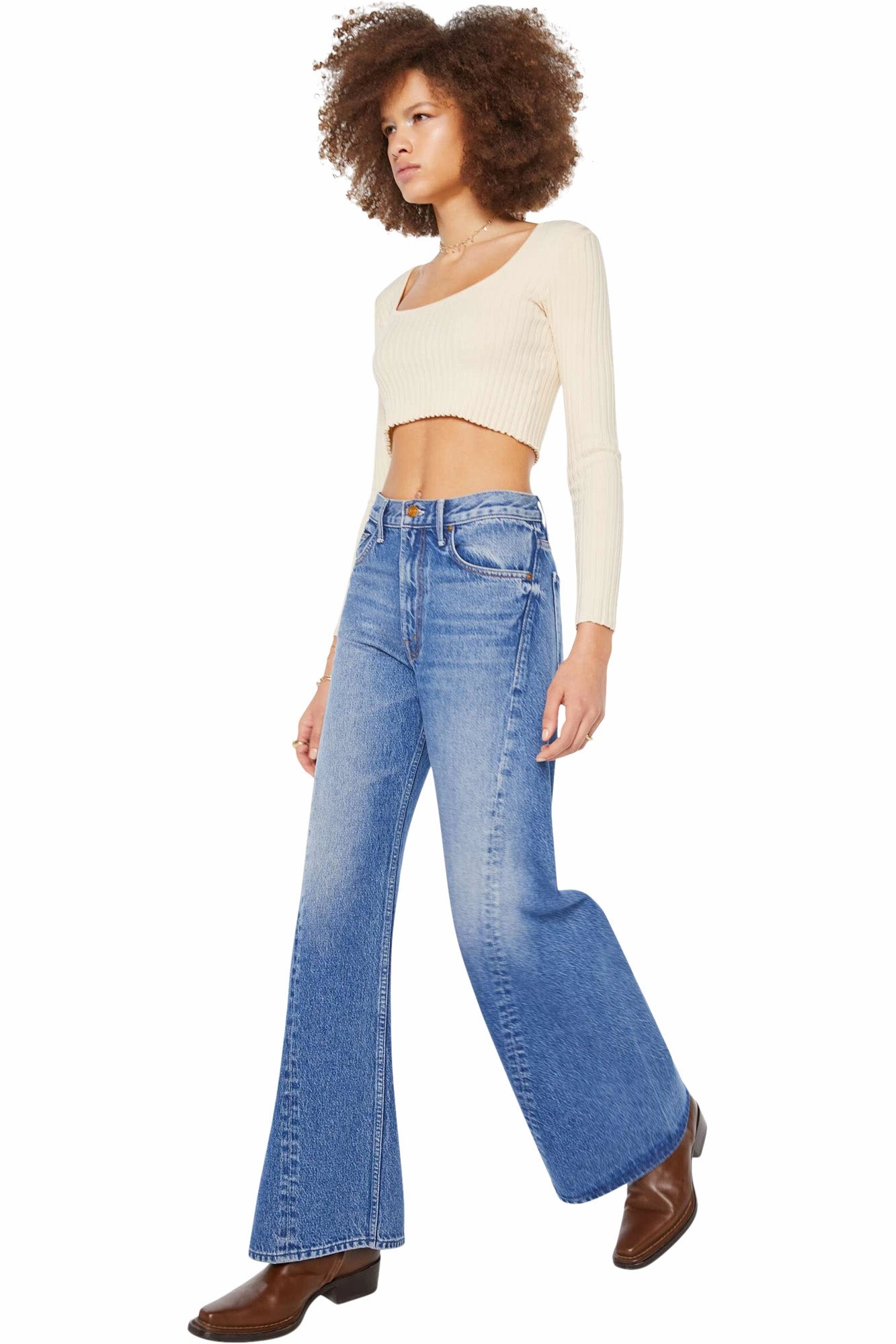 Pre Washed Denim MOTHER Denim Lemon Twist Sneak in Rolling in the Dough