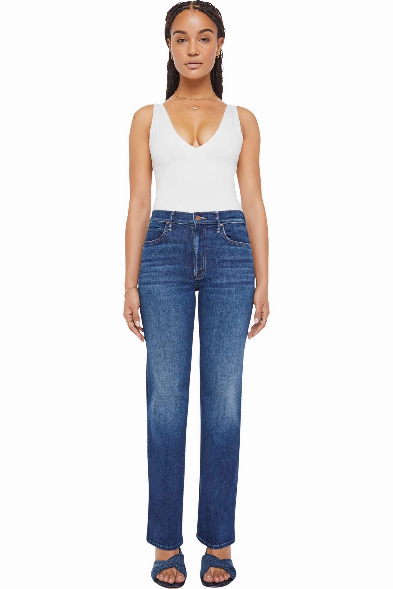 High Waist Minimalist Elegant MOTHER Denim Lil' Kick It in Troublemaker
