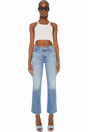 MOTHER Denim Outsider Flood Fray in Are We There Yet Move With Ease Airy Touch