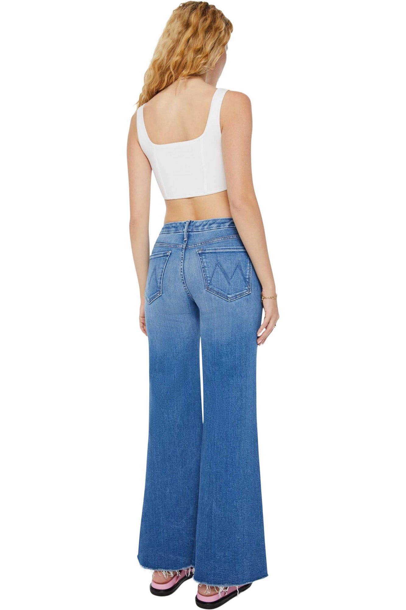 Slim Sunny Vibes Festival Outfit Non Fade Fabric MOTHER Denim Roller Fray in Work Hard Play Hard