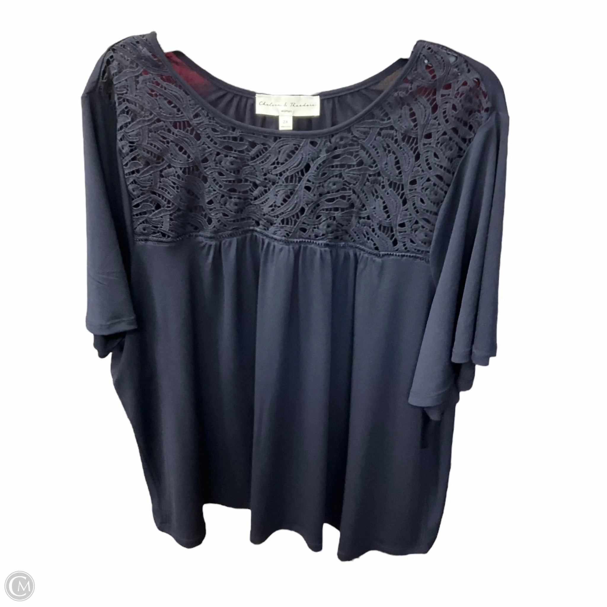 Top Short Sleeve By Chelsea And Theodore In Navy, Size: 2x wrinkle free China Cool
