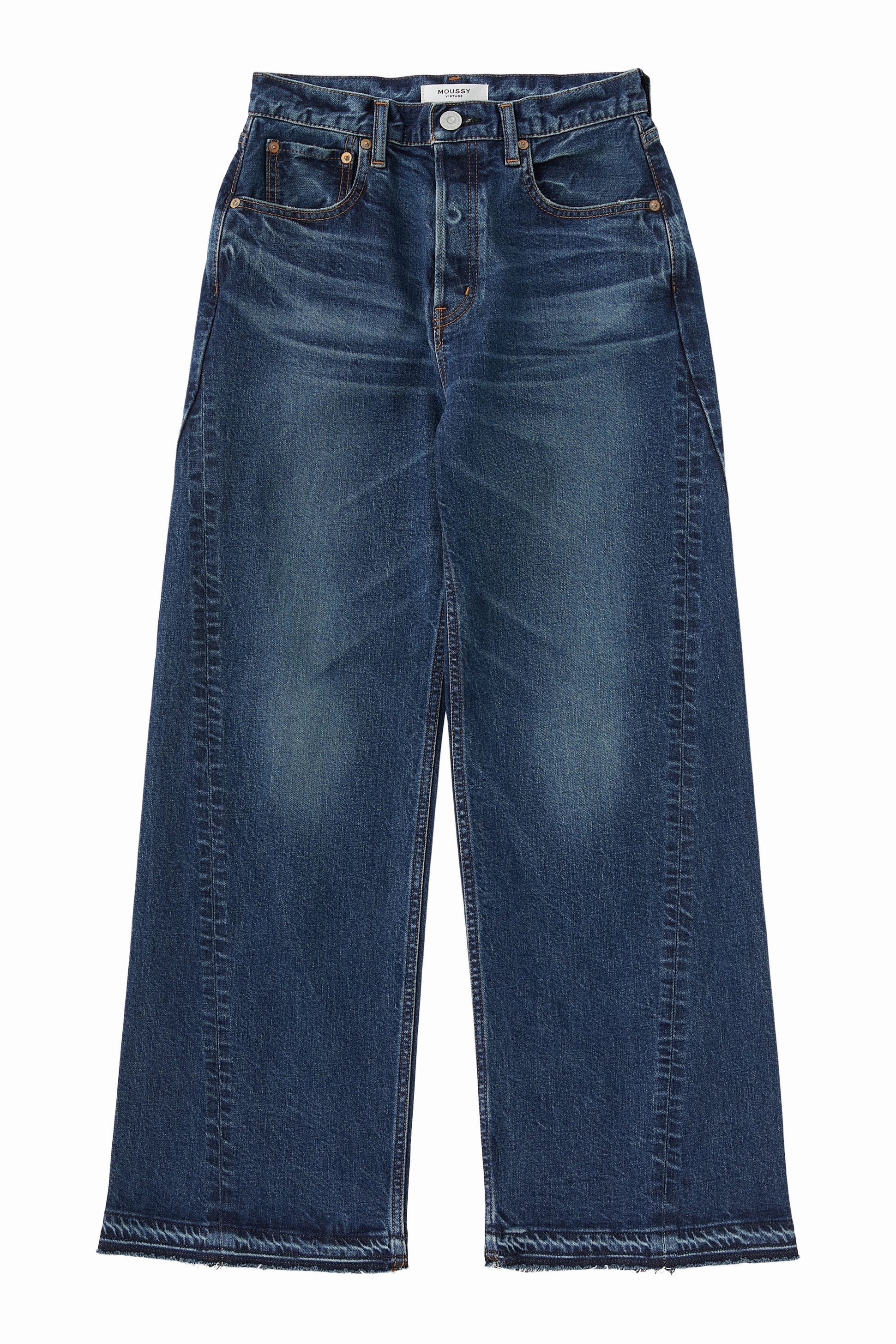 Party Look Earthy Soft Finish Moussy Denim Espanola Wide Jeans in Blue