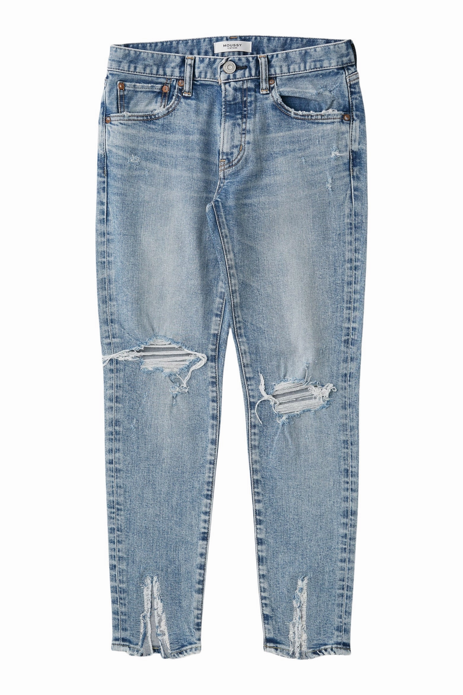Moussy Denim Ithan Skinny Jeans in Light Blue Sustainable Dye Methods