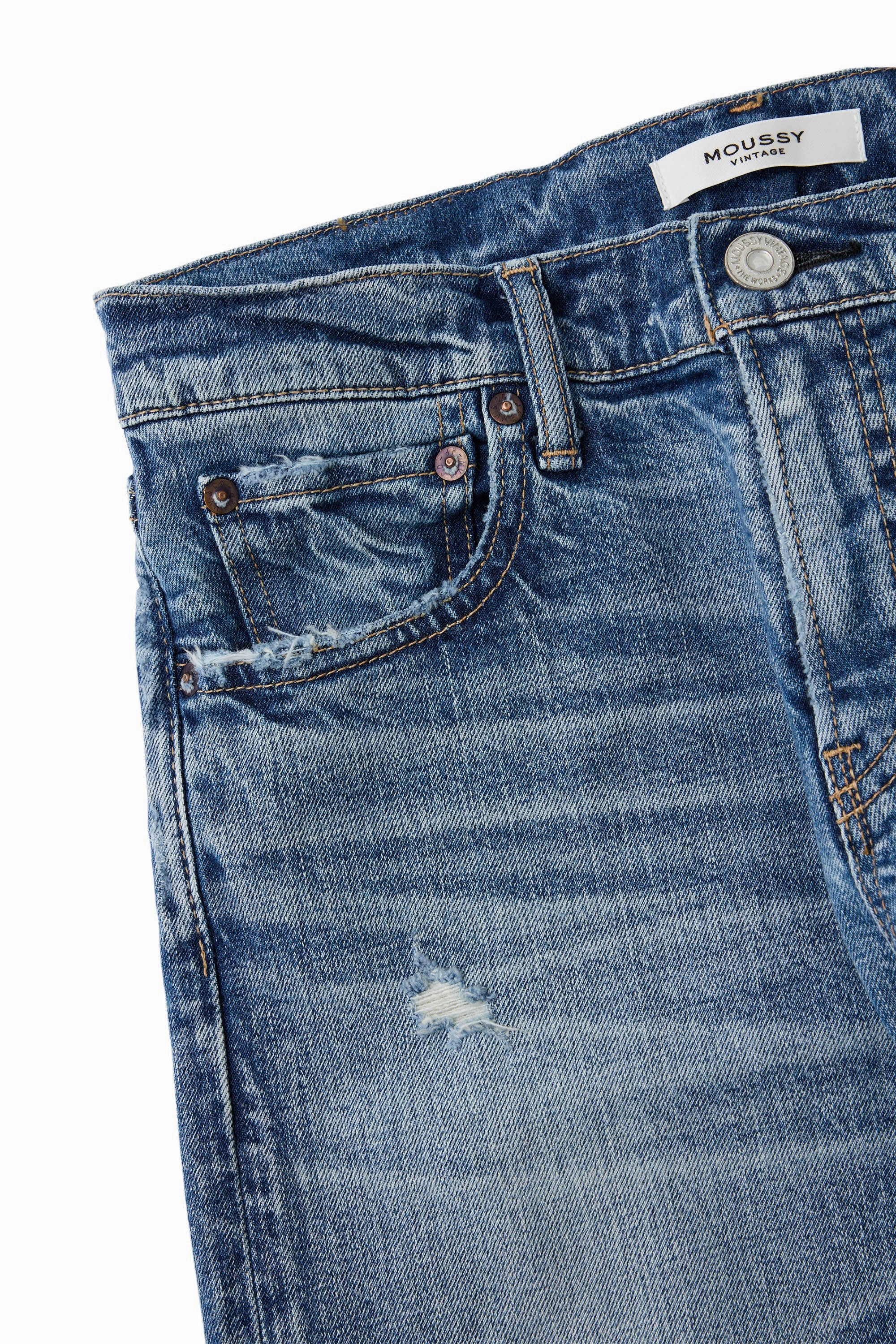 Moussy Denim Linden Slim Straight Jeans in Light Blue Stylish Fit