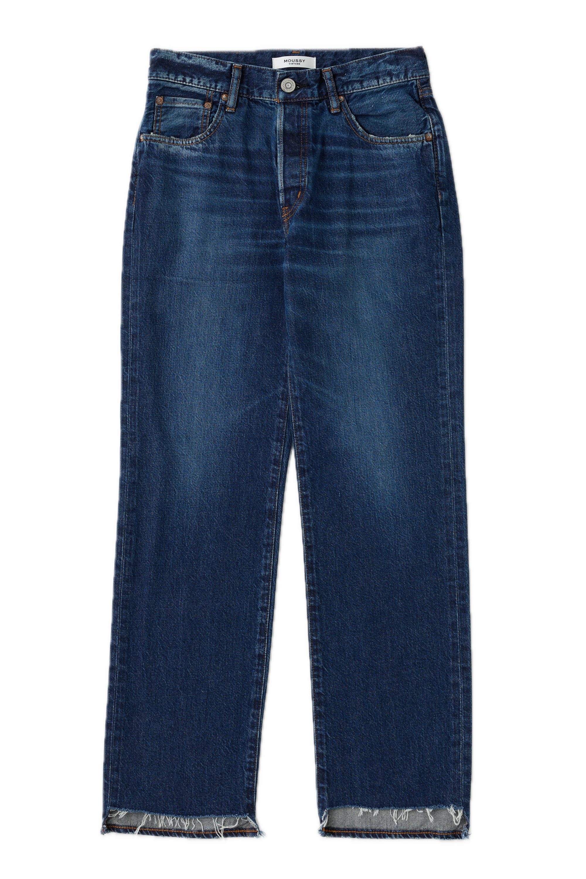 Laser Cut Edges Couple Look Office Wear Moussy Denim Medley Straight in Dark Blue