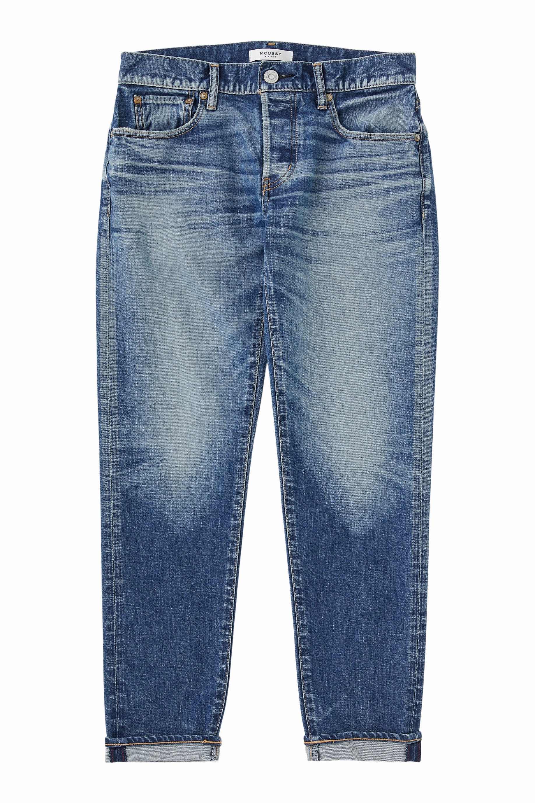 Moussy Denim Saddlebrook Tapered Jeans in Blue Colorfast Denim