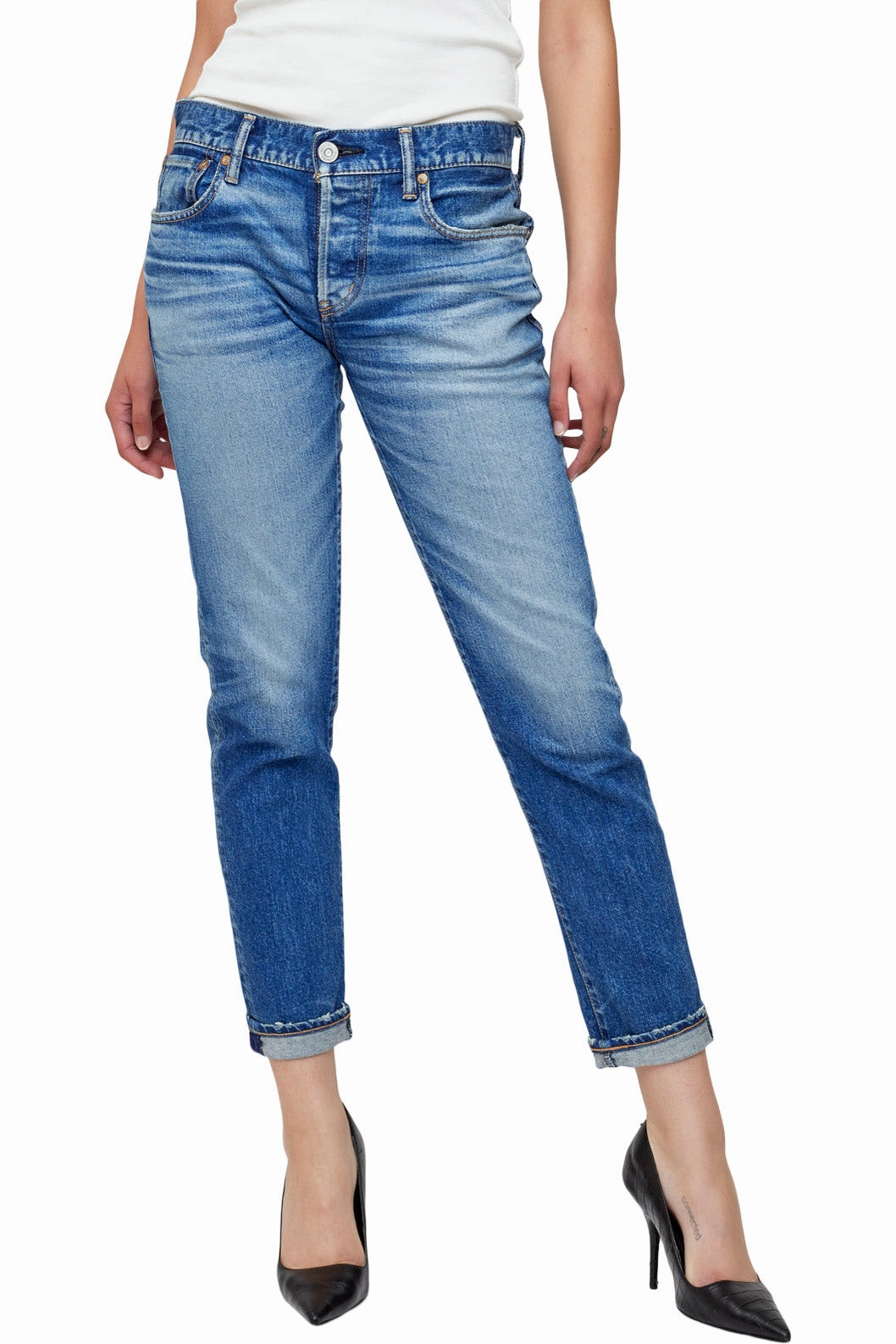 Breathable Feel Stylish Fit Moussy Denim Saddlebrook Tapered Jeans in Blue