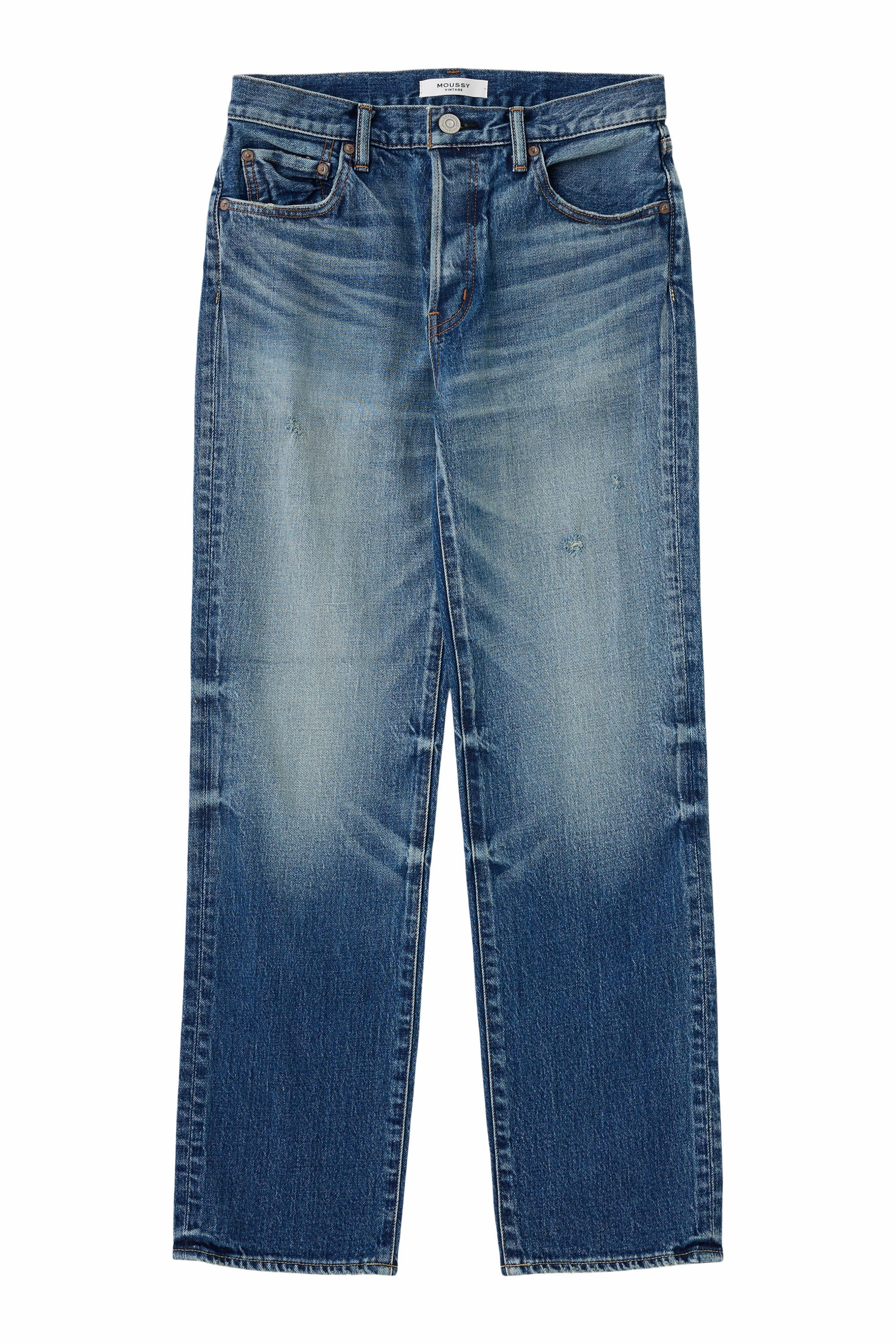 Moussy Denim Woodsburgh Straight in Blue Lightweight Morning Stroll Durable Straight Cut