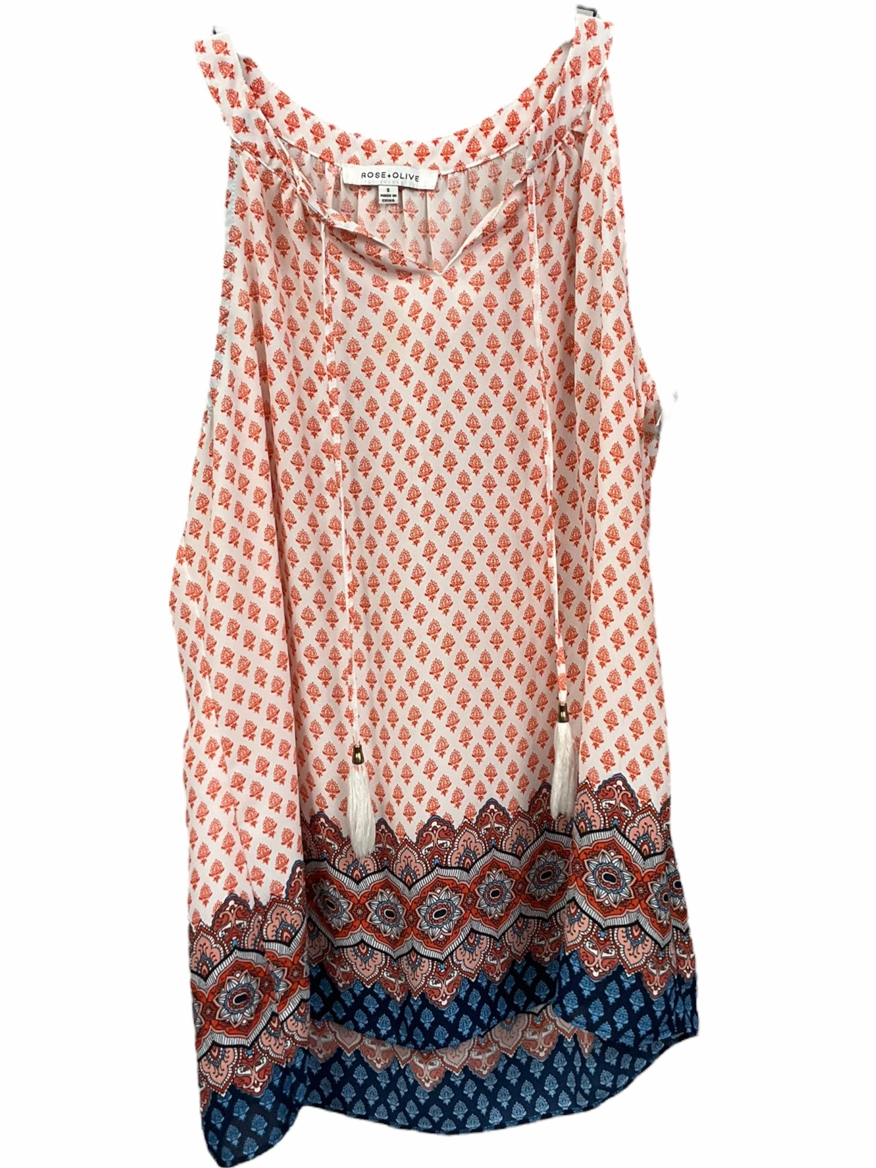 Multi-colored Top Sleeveless Rose And Olive, Size S Cool Glow NonIrritatingSeams