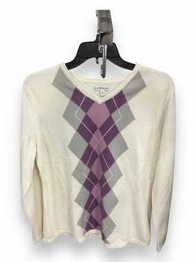DurableThreadwork Sweater By Croft And Barrow In Purple & White, Size: M