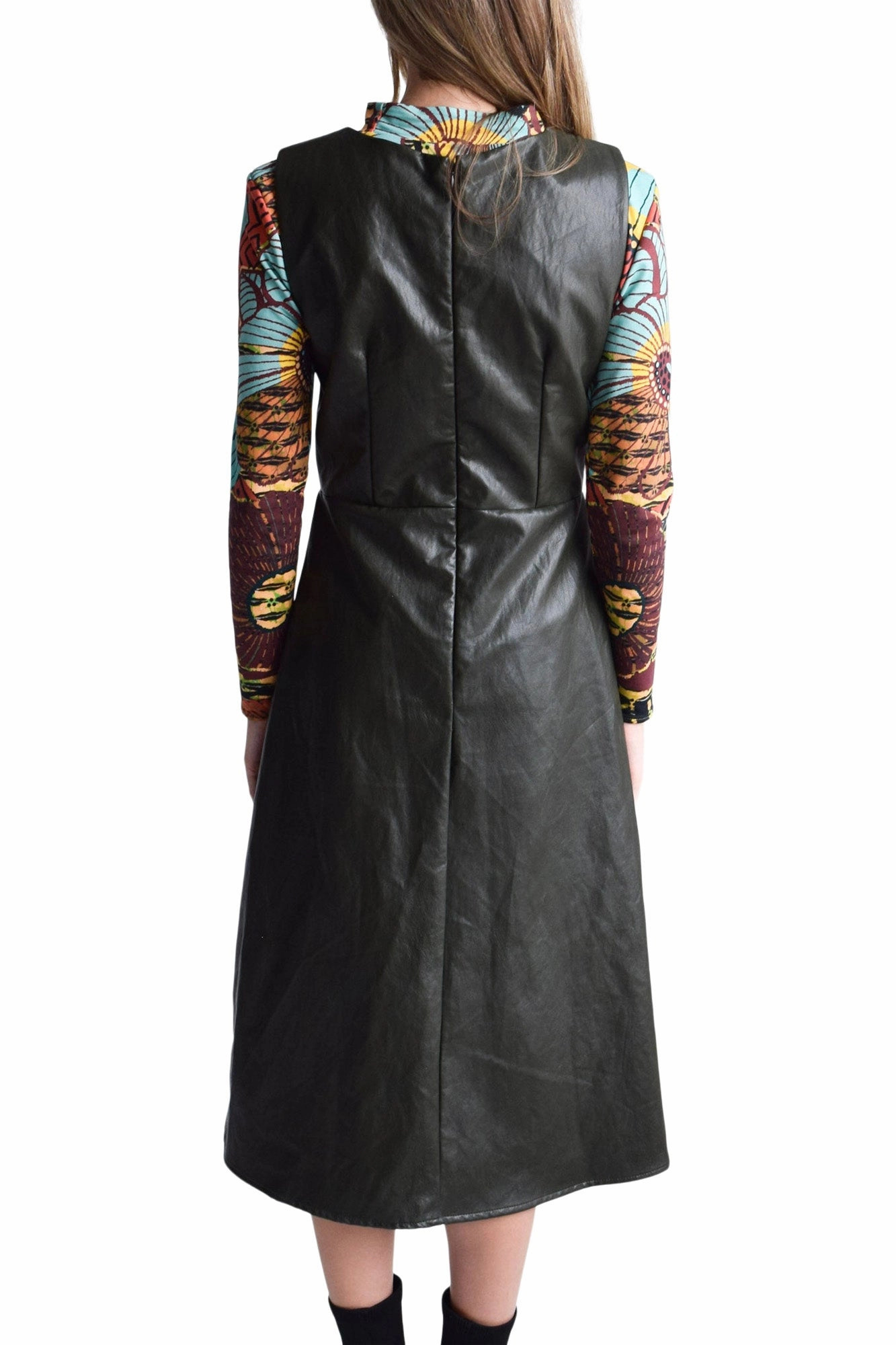 Never A Wallflower Purslane Dress in Olive Faux Leather Fresh Color Smart and Relaxed