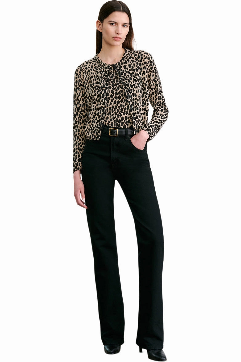 Nili Lotan Kellah Cardigan in Taupe - Black Cheetah Comfy Wearable Eco Conscious Manufacturing