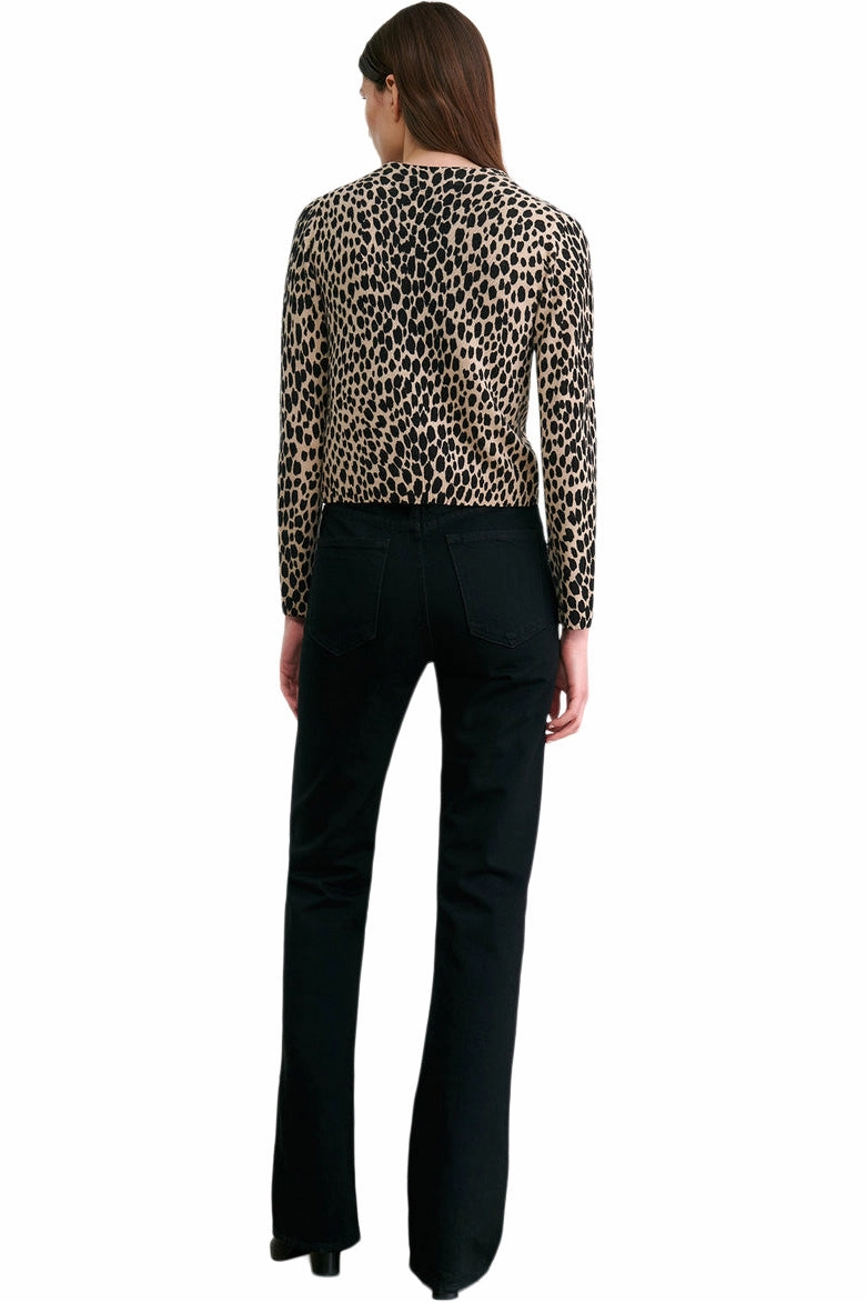 Nili Lotan Kellah Cardigan in Taupe - Black Cheetah Comfy Performance Fit