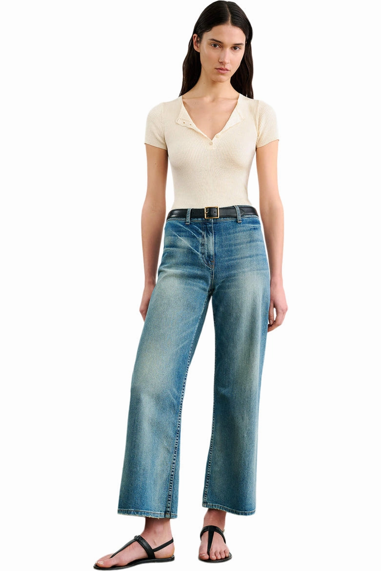 Nili Lotan Megan Jeans in Summer Wash Formal Adult Fashion Garment Washed Softness