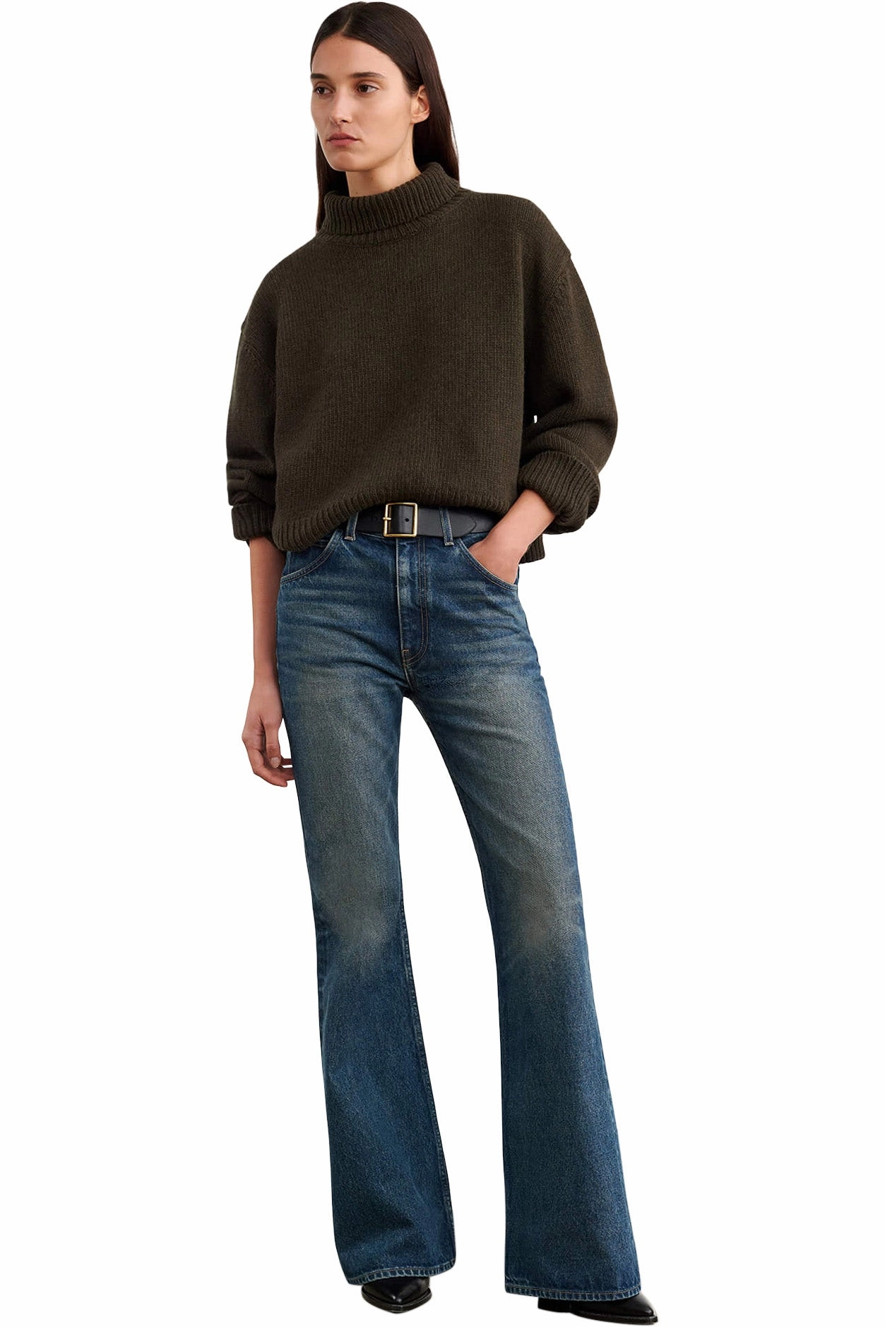 Light Stretch Luxe Touch Nili Lotan Omaira Sweater in Dark Pine