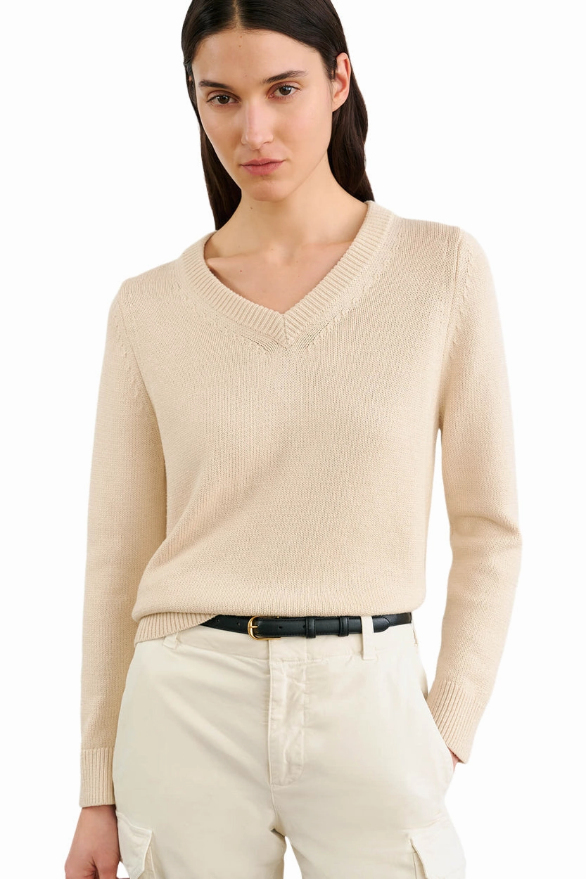 Nili Lotan Priya Sweater in Ecru Microfiber Insulation