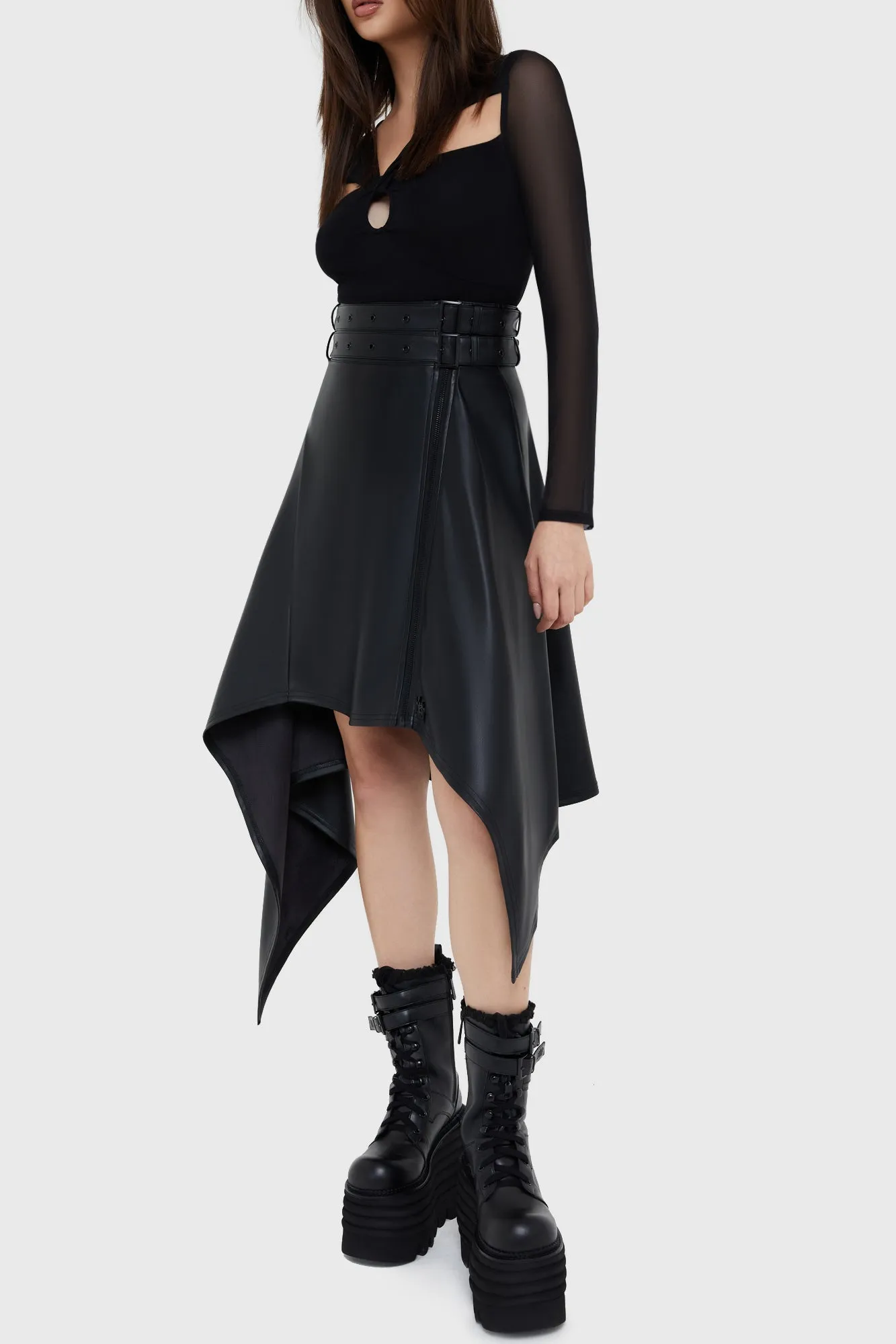 Ribbed Hemline EthicallySourcedMaterial Noir Ruin Skirt