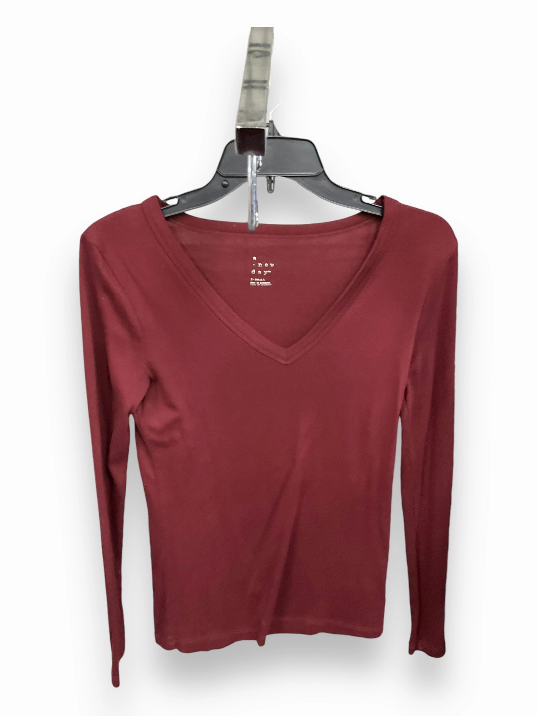 Top Long Sleeve By A New Day In Red, Size: Xs Adjustable Drawcord Sequin Glow