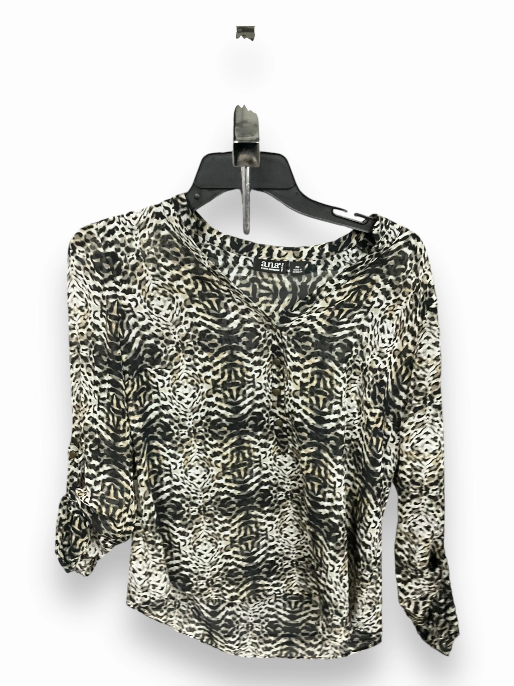 BalancedDrape Bio Glow Blouse Long Sleeve By Ana In Animal Print, Size: M