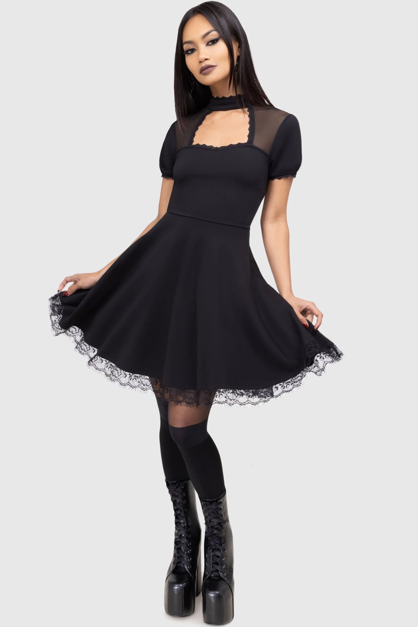 Draculana Skater Dress [B] Button-front Street Edge
