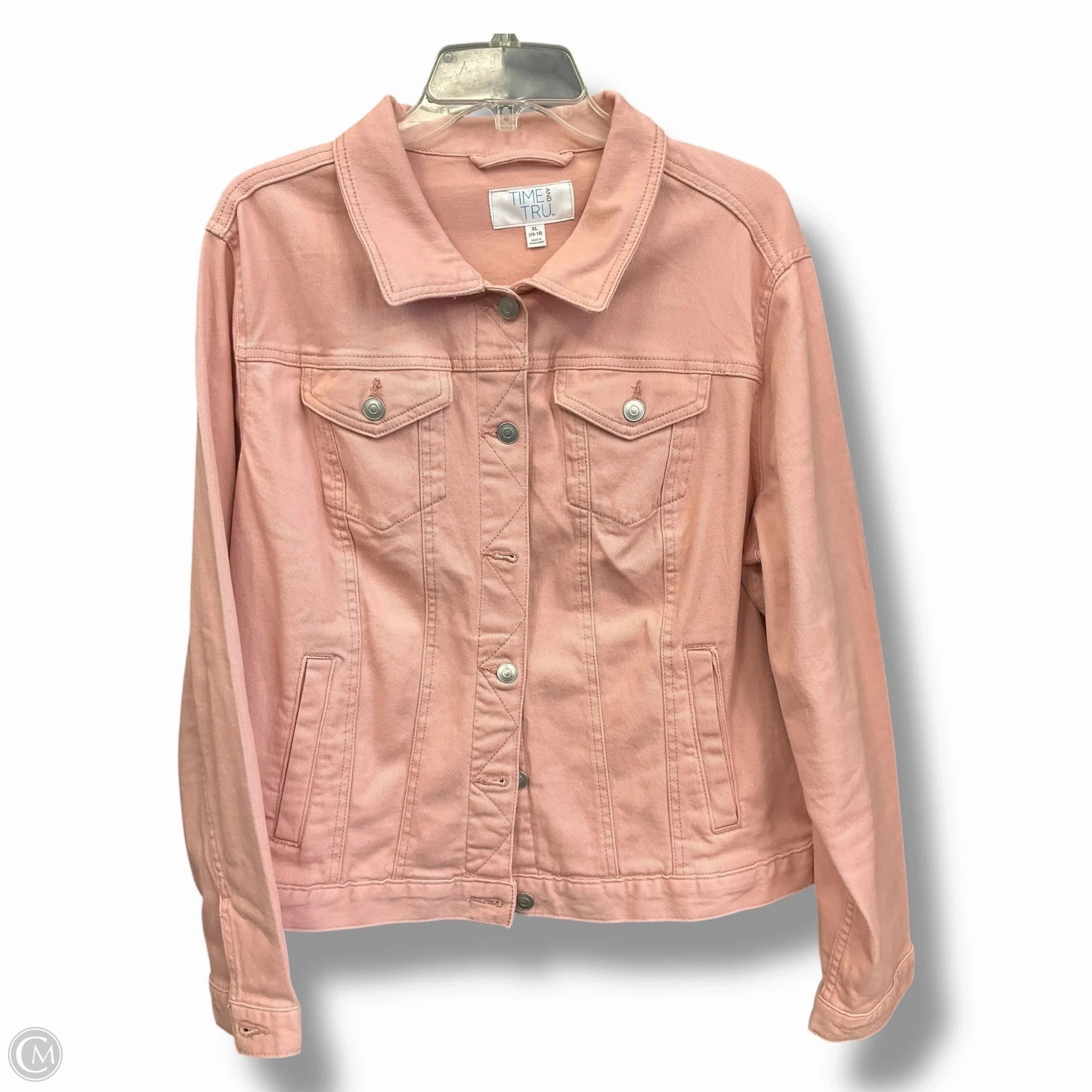 Jacket Denim By Time And Tru In Pink Denim, Size: Xl Thermal Insulation Layer