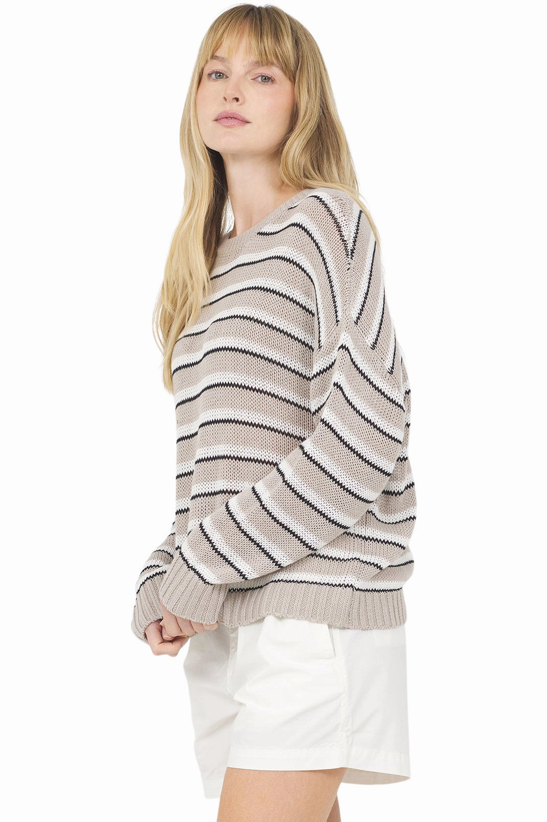 Chilly Day Knitwear Elastic design One Grey Day Bryson Pullover in Marble Combo