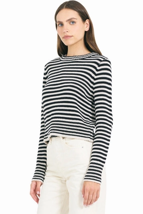 Reinforced Shoulder Design Elastic hem One Grey Day Lewes Crewneck Sweater in Canvas Combo