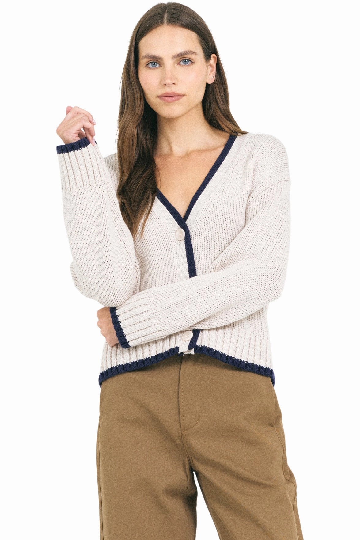 Winter Fashionable Cozy Lining One Grey Day Mallory Cardigan in Canvas