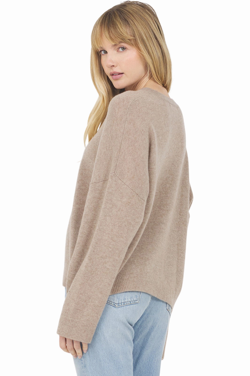 Stylish Knitwear One Grey Day Rhodes Cashmere Sweater in Stone