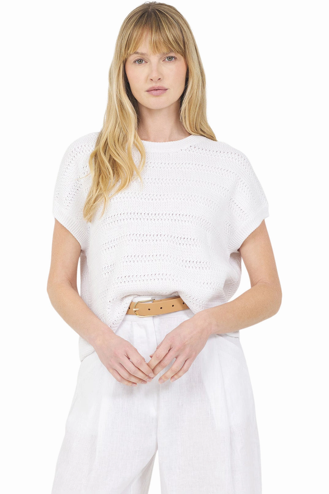 One Grey Day Rosie Sleeveless Top in White Modern Knit