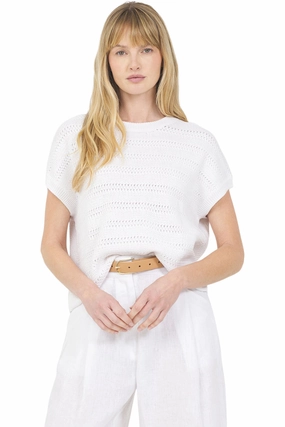 One Grey Day Rosie Sleeveless Top in White Modern Knit