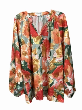 Orange Blouse Long Sleeve Chicsoul, Size 1x Screen Core