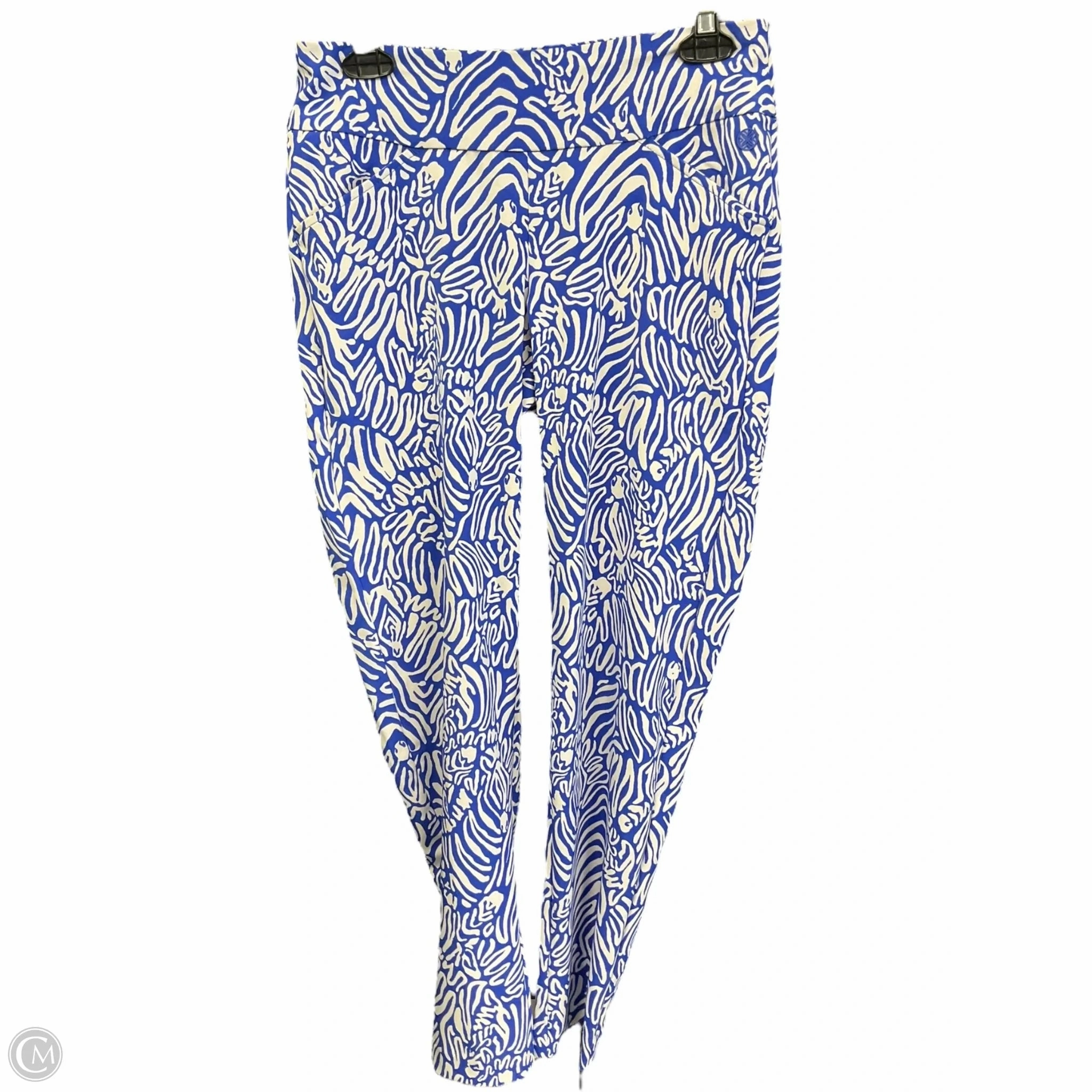 NonSlip Grips Pants Designer By Lilly Pulitzer In Blue & White, Size: 4
