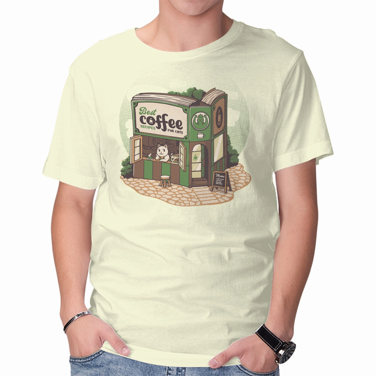 Active Design short sleeved Coffeeshop Cats Bookstore