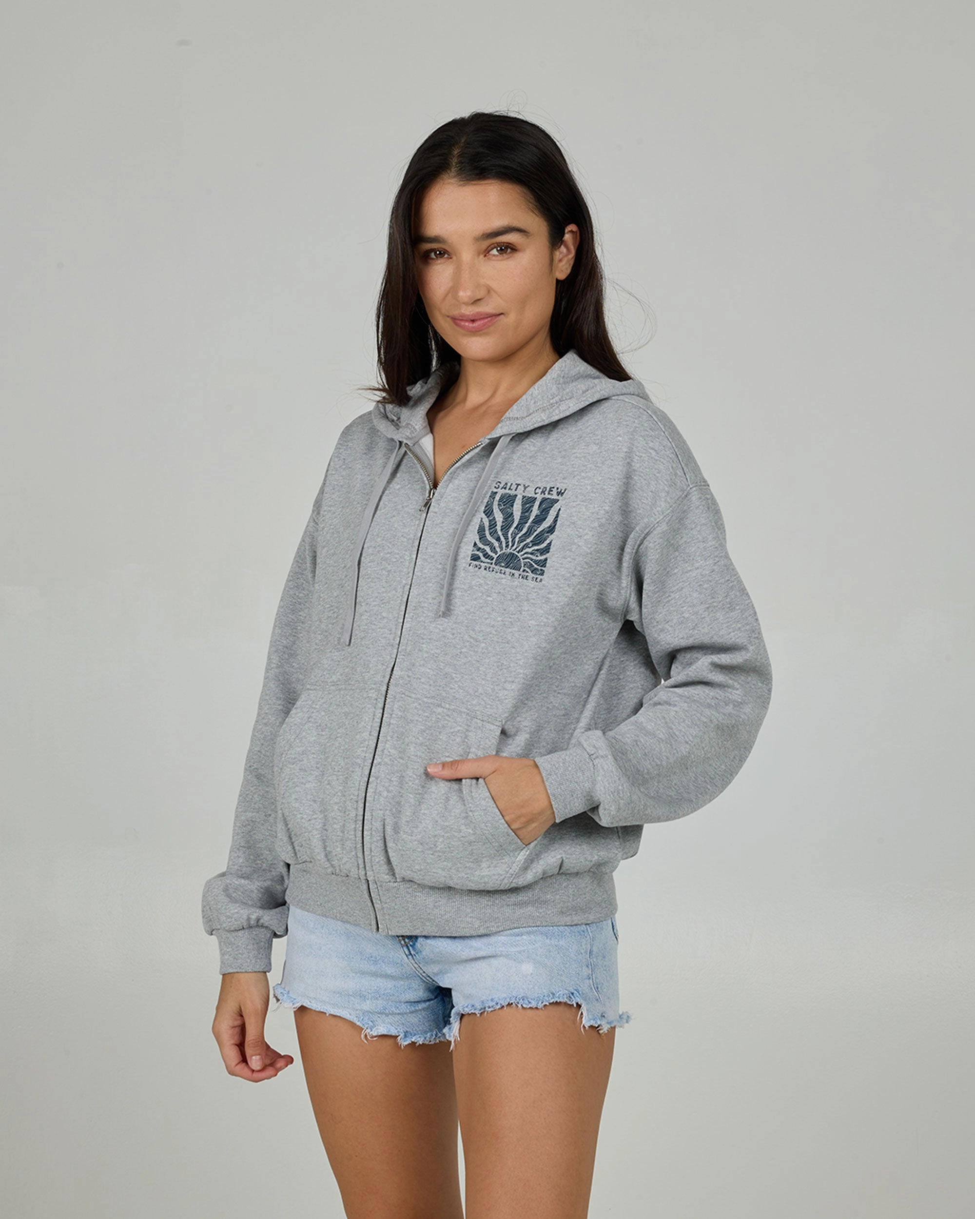 3D Sculpted Hood Perfect Set Zip Hoody - Athletic Heather
