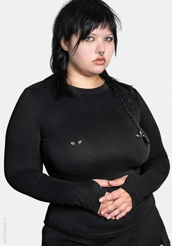 Pierced | LONG SLEEVE TOP Breathable Knit Fabric Tailored Placket