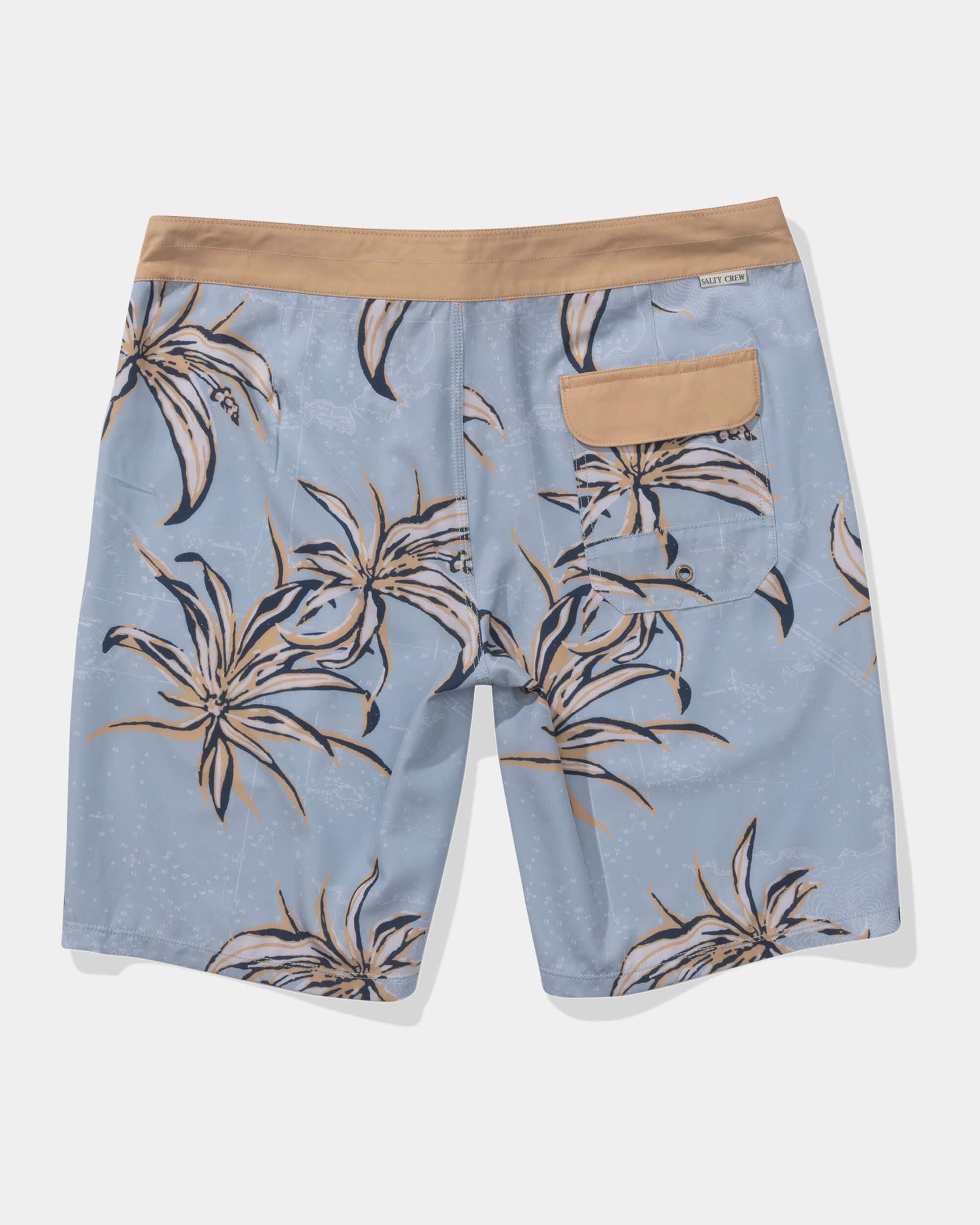 Tummy Control Panels Anti Pilling Surface Blueprint Boardshort - Harbor Green