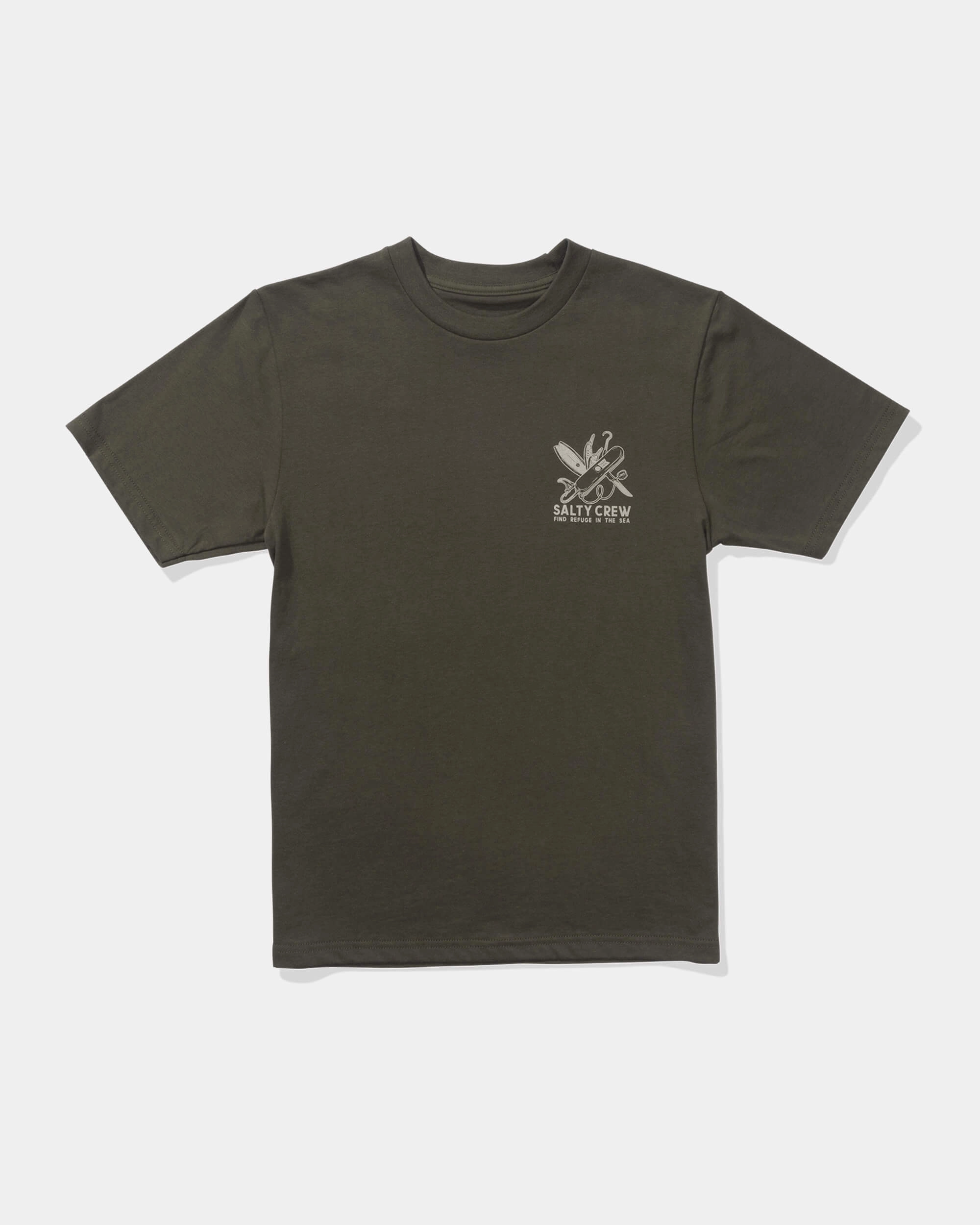 Pocket Knife  Ss Tee Kids - Dusty Olive Breathable mesh lining