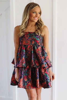 Shimmer-Finish Feminine Energy Got To Be In Love Mini Dress - Purple, Green and Blue