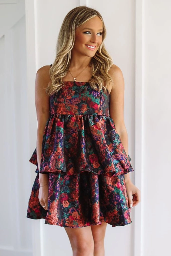 Shimmer-Finish Feminine Energy Got To Be In Love Mini Dress - Purple, Green and Blue