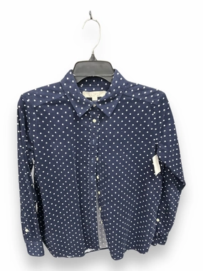 DurableWeave Blouse Long Sleeve By Loft In Polkadot Pattern, Size: Xs