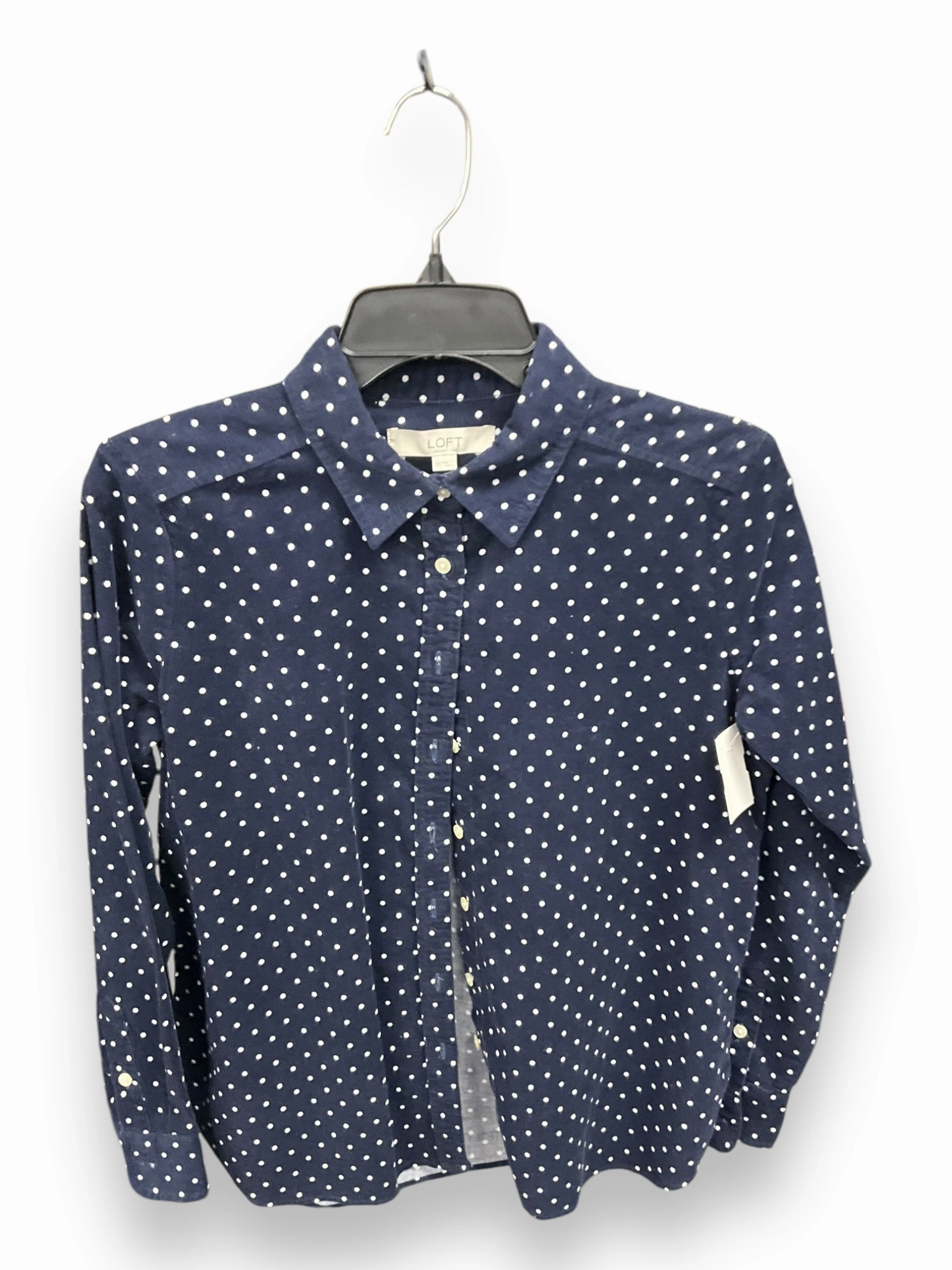 DurableWeave Blouse Long Sleeve By Loft In Polkadot Pattern, Size: Xs