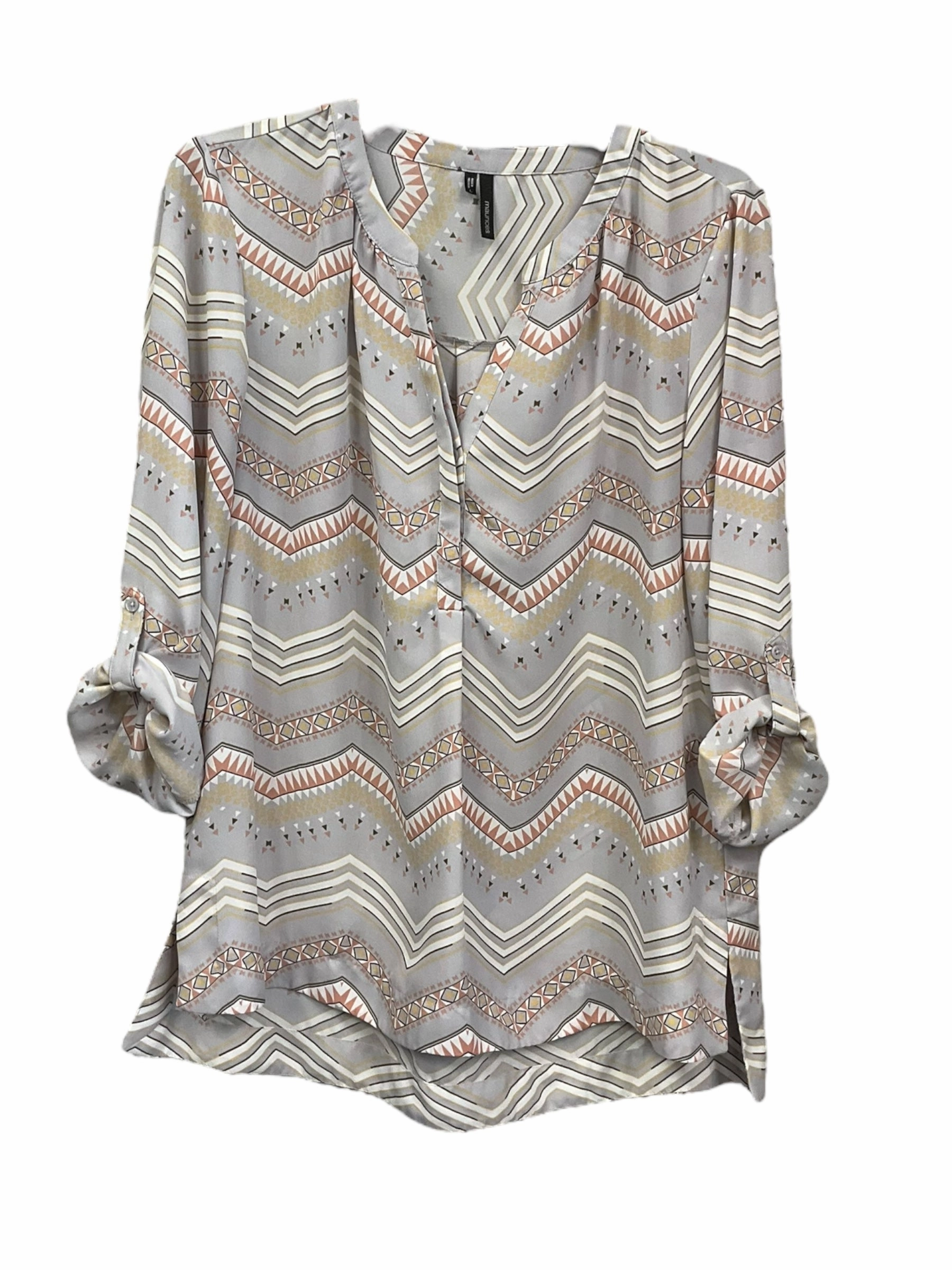 Grey Top 3/4 Sleeve Maurices, Size L AntiSnag Threading Breezy Design