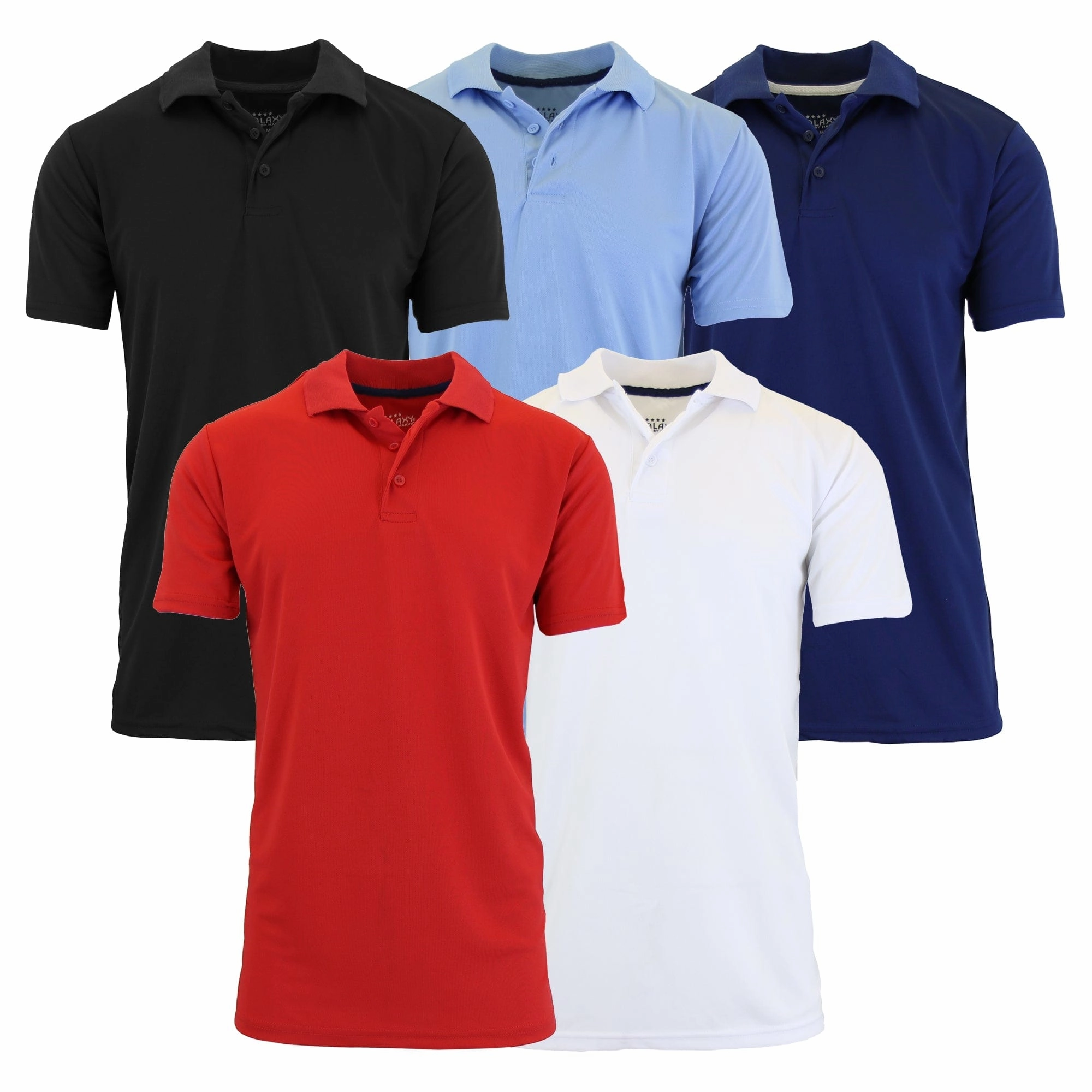 Snag Resistant Fabric 5-Pack Men's Dry Fit Moisture-Wicking Polo Shirt (S-3XL)