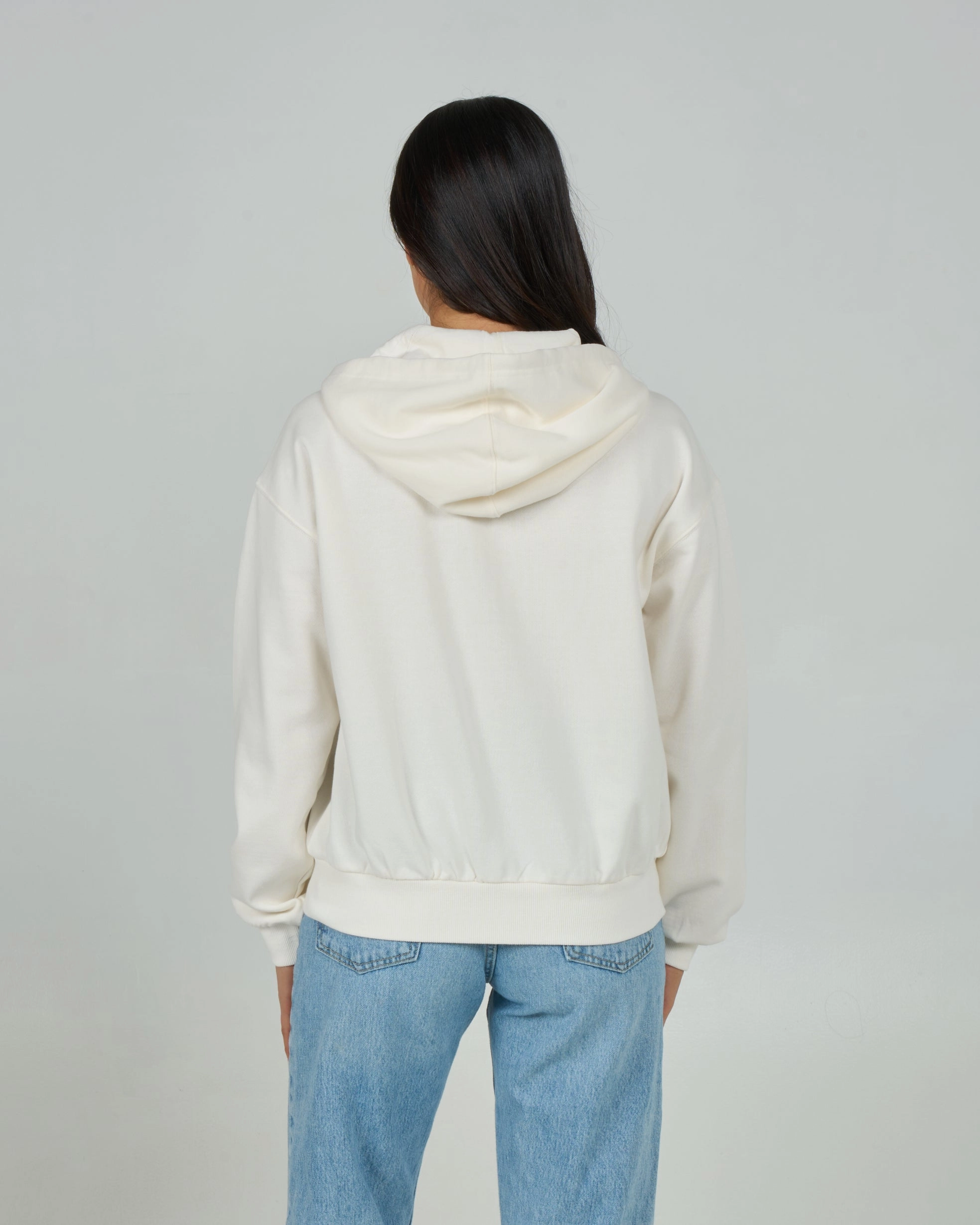 Rays Zip Hoody - Off White Non Restrictive Collar
