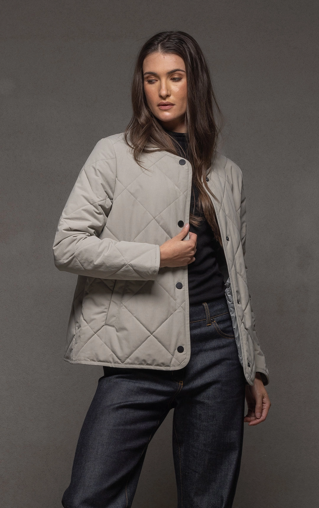 QUILTED PRIMALOFT CROPPED JACKET Modern City Outfit