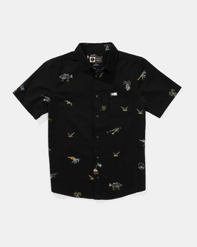 Session  Button Up Kids - Black Pure Cotton