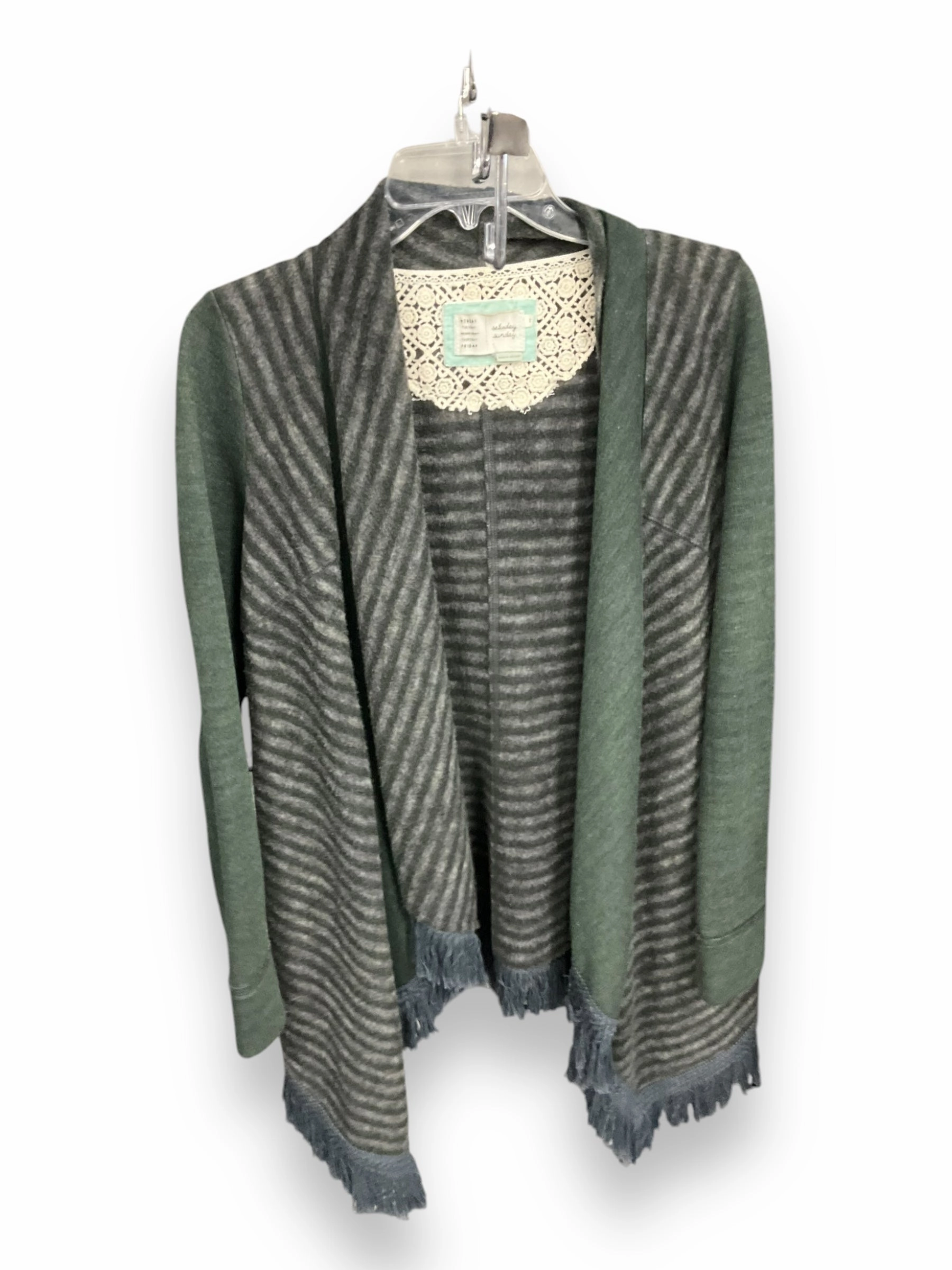 Elegant Glow Cardigan By Saturday/sunday In Green & Grey, Size: Xs