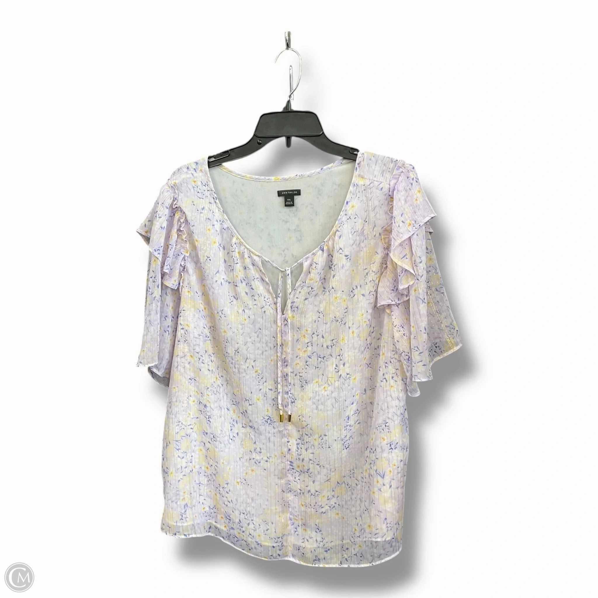 Top Short Sleeve By Ann Taylor In Purple & Yellow, Size: Xxl Winter Style AntiPilling Finish