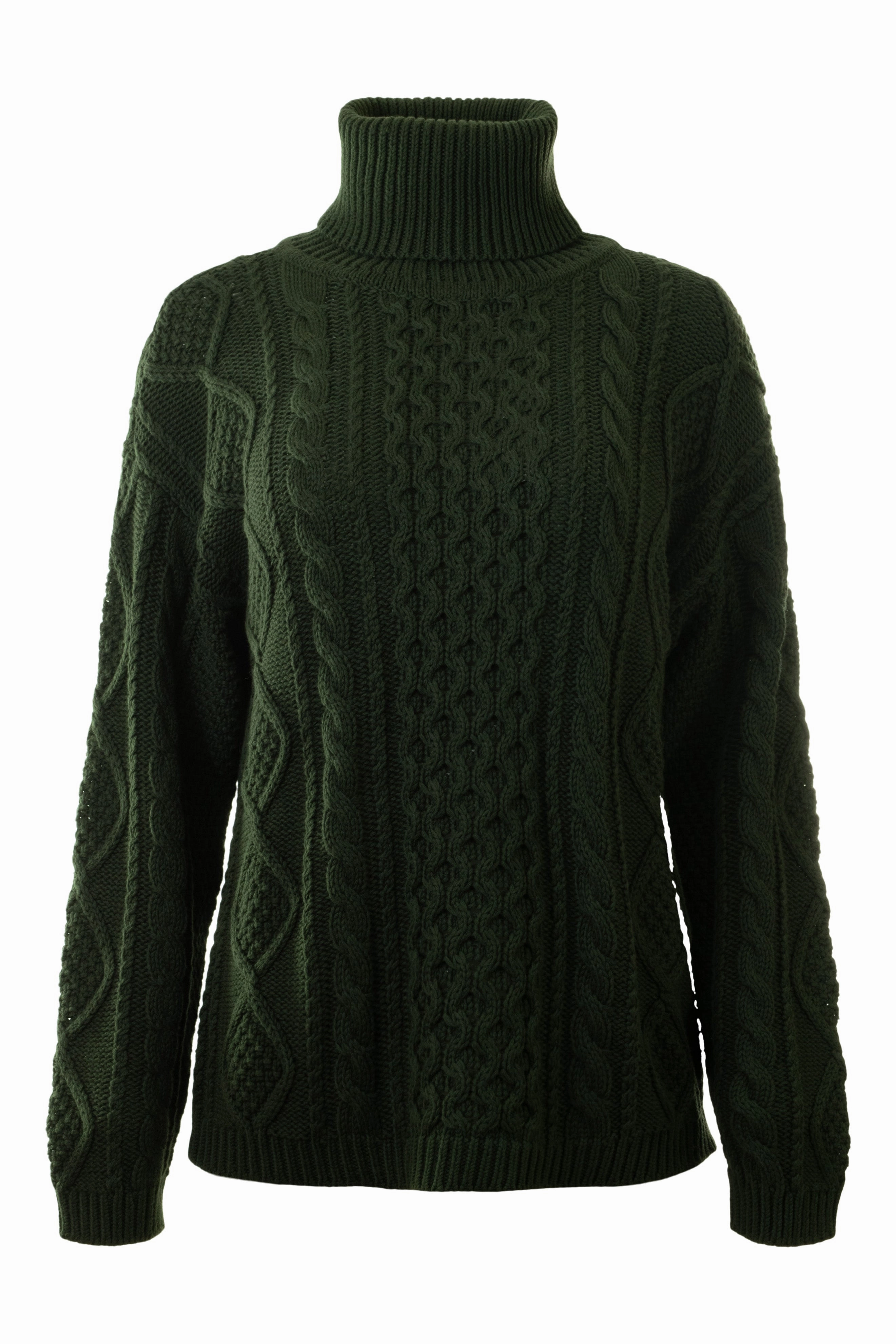 Ultimate Comfort Chill Wear Repeat Cashmere Fisherman Knit Turtleneck in Khaki